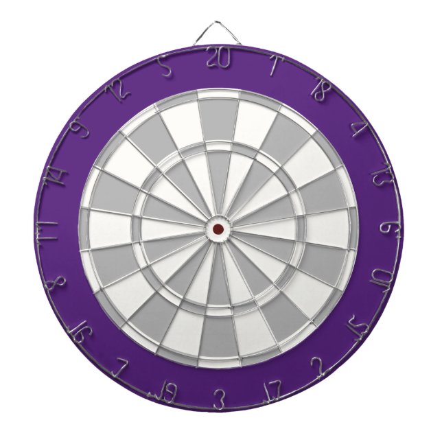 Dart Board: White, Silver Grey, And Purple Dartboard (Front)