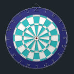 Dart Board: White, Turquoise, And Navy Blue Dartboard<br><div class="desc">White,  Turquoise,  And Navy Blue Coloured Dart Board Game Including 6 Brass Darts</div>