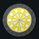 Dart Board: White, Yellow, And Charcoal Grey Dartboard<br><div class="desc">White, Yellow, And Charcoal Grey Coloured Dart Board Game Including 6 Brass Darts</div>