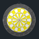 Dart Board: White, Yellow, And Charcoal Grey Dartboard<br><div class="desc">White, Yellow, And Charcoal Grey Coloured Dart Board Game Including 6 Brass Darts</div>