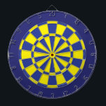 Dart Board: Yellow, Blue, And Navy Dartboard<br><div class="desc">Yellow,  Blue,  And Navy Coloured Dart Board Game Including 6 Brass Darts</div>