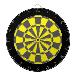 Dart Board: Yellow, Charcoal Grey, And Black Dartboard