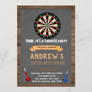 Dart game birthday invitation