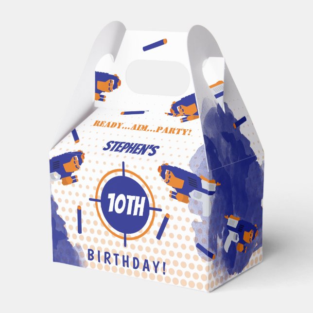 Dart Gun Battle War Boys Birthday Party Favor Box (Front Side)