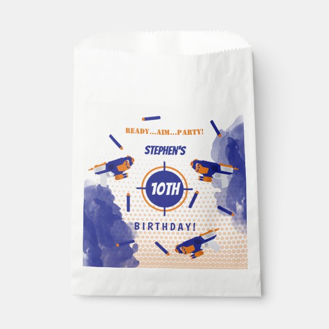 Dart Gun Battle War Boys Birthday Party Favour Bag (Front)