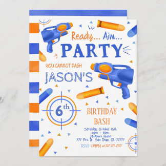Dart Gun Birthday Invitations