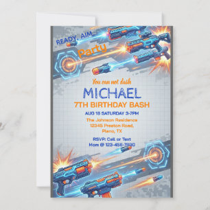 Dart Gun Birthday Party Invitation