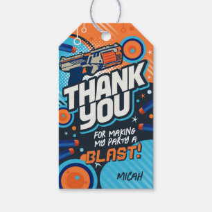 Dart Gun birthday thank you favour tags