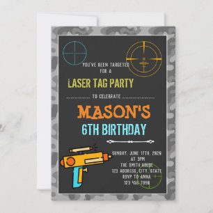 Dart gun laser tag birthday invitation