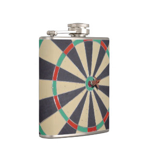 Dart In A Dartboard Bullseye, Hip Flask