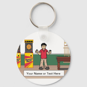 Dart Lover - Male Cartoon by PrintedPerfection.com Keychain
