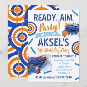 Dart Party Birthday Invitation   Dart Gun