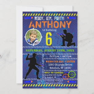 Dart Photo Invite Dart Gun Birthday Party