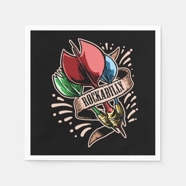 Dart Rock n Roll Darts Arrow Rockabilly Napkin (Front)