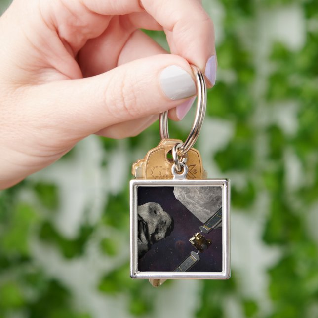 Dart Spacecraft And The Liciacube Prior To Impact Keychain (Hand)