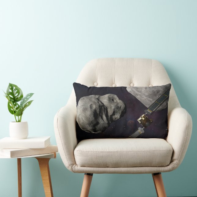 Dart Spacecraft And The Liciacube Prior To Impact Lumbar Pillow (Chair)