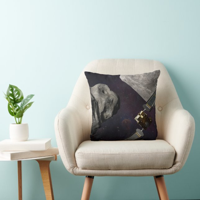 Dart Spacecraft And The Liciacube Prior To Impact Throw Pillow (Chair)