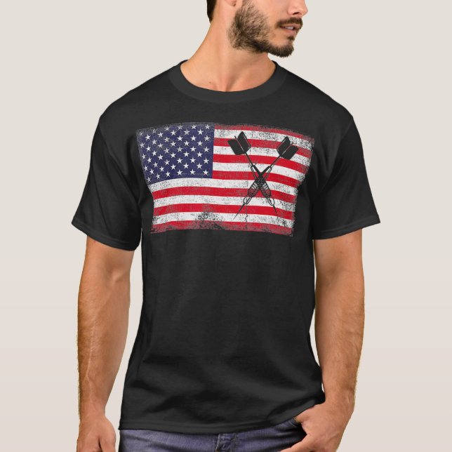 Dart USA American Flag Darts Player Patriotic T-Shirt (Front)