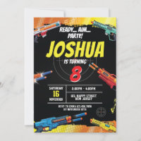 Dart War Game Birthday Invitation. gun game Invite