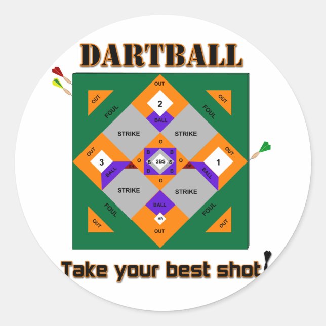 Dartball Classic Round Sticker (Front)