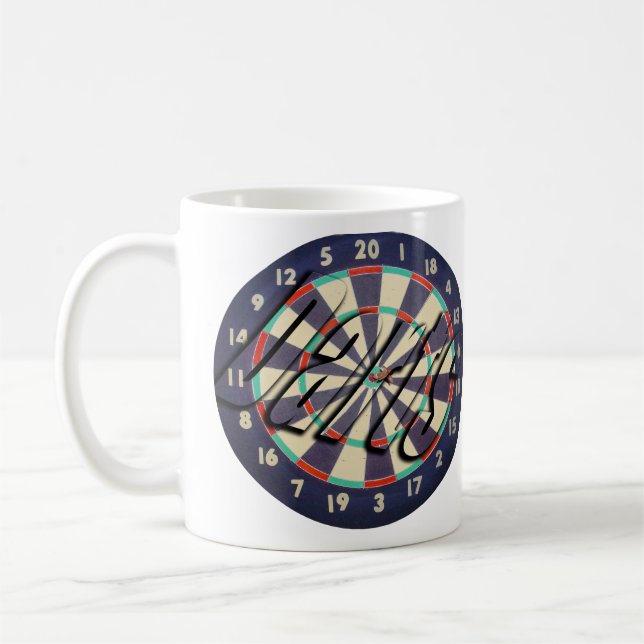 Dartboard And Darts Logo, Coffee Mug (Left)