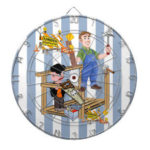 Dartboard Blue & White Stripe Under Construction
