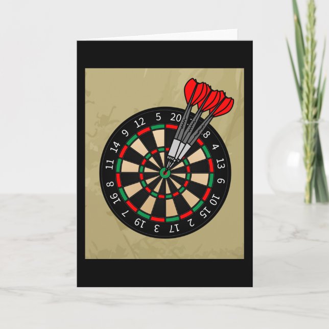 Dartboard Dart Player With Darts Arrows Card (Front)