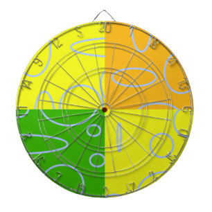 Dartboard Geometric Circles on Yellow Orange Green