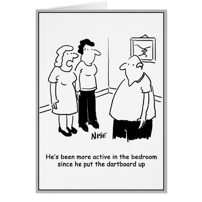 Dartboard in the Bedroom. Funny Cartoon (Front)