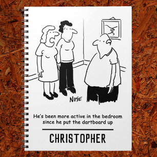 Dartboard in the Bedroom. Funny Cartoon Notebook
