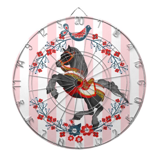 Dartboard Pink White Stripe Horse  (Front)