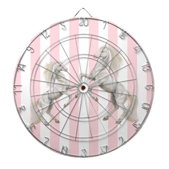 Dartboard Pink White Stripe White Horse  (Front)