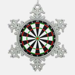 Dartboard Snowflake Pewter Christmas Ornament
