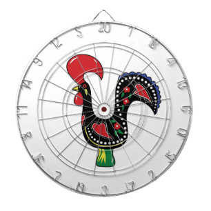 Dartboard White Red Rooster 