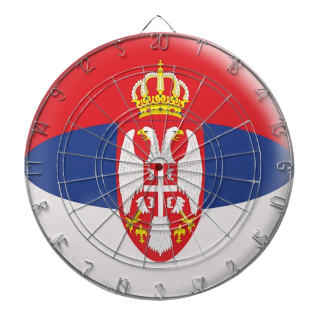 Dartboard with 6 darts Serbia Serbian flag (Front)