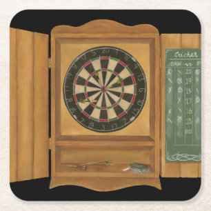 Dartboard with Cricket Scoring Square Paper Coaster