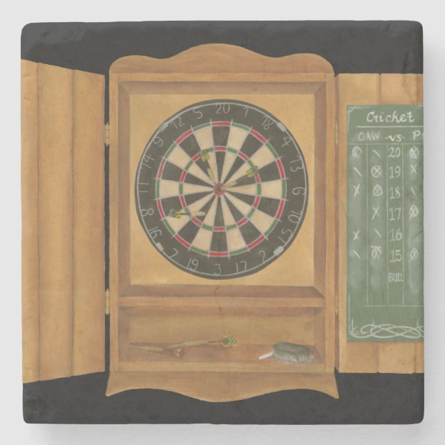 Dartboard with Cricket Scoring Stone Coaster (Front)