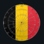 Dartboard with Flag of Belgium<br><div class="desc">Transform your game room into a tribute to Belgian heritage with our dartboard featuring the flag of Belgium! Crafted with meticulous attention to detail, this dartboard proudly displays the iconic black, yellow, and red vertical stripes of the Belgian flag, symbolizing the nation's rich history and cultural pride. Whether you have...</div>