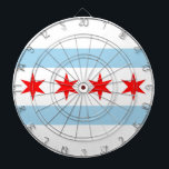 Dartboard with Flag of Chicago, Illinois, USA<br><div class="desc">Elevate your game room with this striking dartboard featuring the flag of Chicago! Celebrate the vibrant spirit of the Windy City with this eye-catching dartboard, adorned with the iconic blue stripes and four red stars of the Chicago flag. Whether you're hosting friends for a game night or practicing your aim...</div>