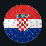 Dartboard with Flag of Croatia<br><div class="desc">Transform your game room into a celebration of Croatian heritage with our dartboard featuring the flag of Croatia! Crafted with meticulous attention to detail, this dartboard proudly displays the vibrant red, white, and blue stripes of the Croatian flag, along with the iconic coat of arms, symbolizing the nation’s rich history...</div>