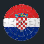 Dartboard with Flag of Croatia<br><div class="desc">Transform your game room into a celebration of Croatian heritage with our dartboard featuring the flag of Croatia! Crafted with meticulous attention to detail, this dartboard proudly displays the vibrant red, white, and blue stripes of the Croatian flag, along with the iconic coat of arms, symbolizing the nation’s rich history...</div>