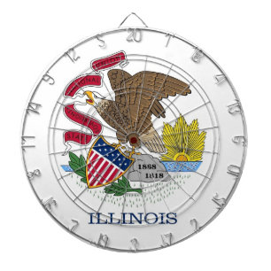Dartboard with Flag of Illinois, USA