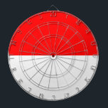 Dartboard with Flag of Indonesia<br><div class="desc">Bring a patriotic twist to game night with this bold dartboard featuring the striking red and white design of the Indonesian flag. Perfectly centred with the iconic bicolor layout—red symbolizing courage and white for honesty—this dartboard transforms any space into a tribute to Indonesian pride. Whether you're hosting a gathering, decorating...</div>