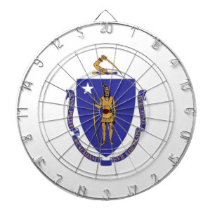 Dartboard with Flag of Massachusetts, USA