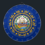 Dartboard with Flag of New Hampshire, USA<br><div class="desc">Add a Touch of New Hampshire Pride to Your Game Room with Our Dartboard Featuring the Flag of New Hampshire! Elevate your game nights with a unique flair using our dartboard adorned with the flag of New Hampshire. Ideal for home game rooms, man caves, or entertainment areas, this dartboard combines...</div>