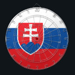 Dartboard with Flag of Slovakia<br><div class="desc">Celebrate your love for Slovakia while enjoying a classic game with this striking Dartboard featuring the national flag of Slovakia! This patriotic dartboard showcases the bold red, white, and blue colours of the Slovak flag, complete with the iconic double cross and three-hill emblem placed in the centre for a unique...</div>