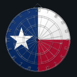Dartboard with Flag of Texas, USA<br><div class="desc">Elevate your game room with our striking dartboard featuring the flag of Texas! Crafted with meticulous attention to detail, this dartboard celebrates the Lone Star State's rich history and cultural pride. The design proudly showcases the iconic lone star with a vertical blue stripe and horizontal white and red stripes, symbolizing...</div>