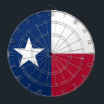 Dartboard with Flag of Texas, USA<br><div class="desc">Elevate your game room with our striking dartboard featuring the flag of Texas! Crafted with meticulous attention to detail, this dartboard celebrates the Lone Star State's rich history and cultural pride. The design proudly showcases the iconic lone star with a vertical blue stripe and horizontal white and red stripes, symbolizing...</div>