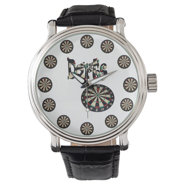 Dartboards Et Darts Nom, Montre Mens En Cuir (devant)