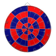 Dartboards with Blue and Red Geometric Design